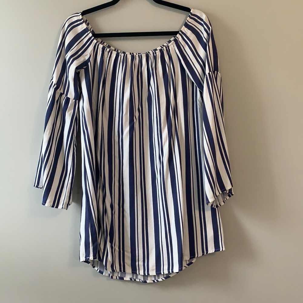 striped strapless dress